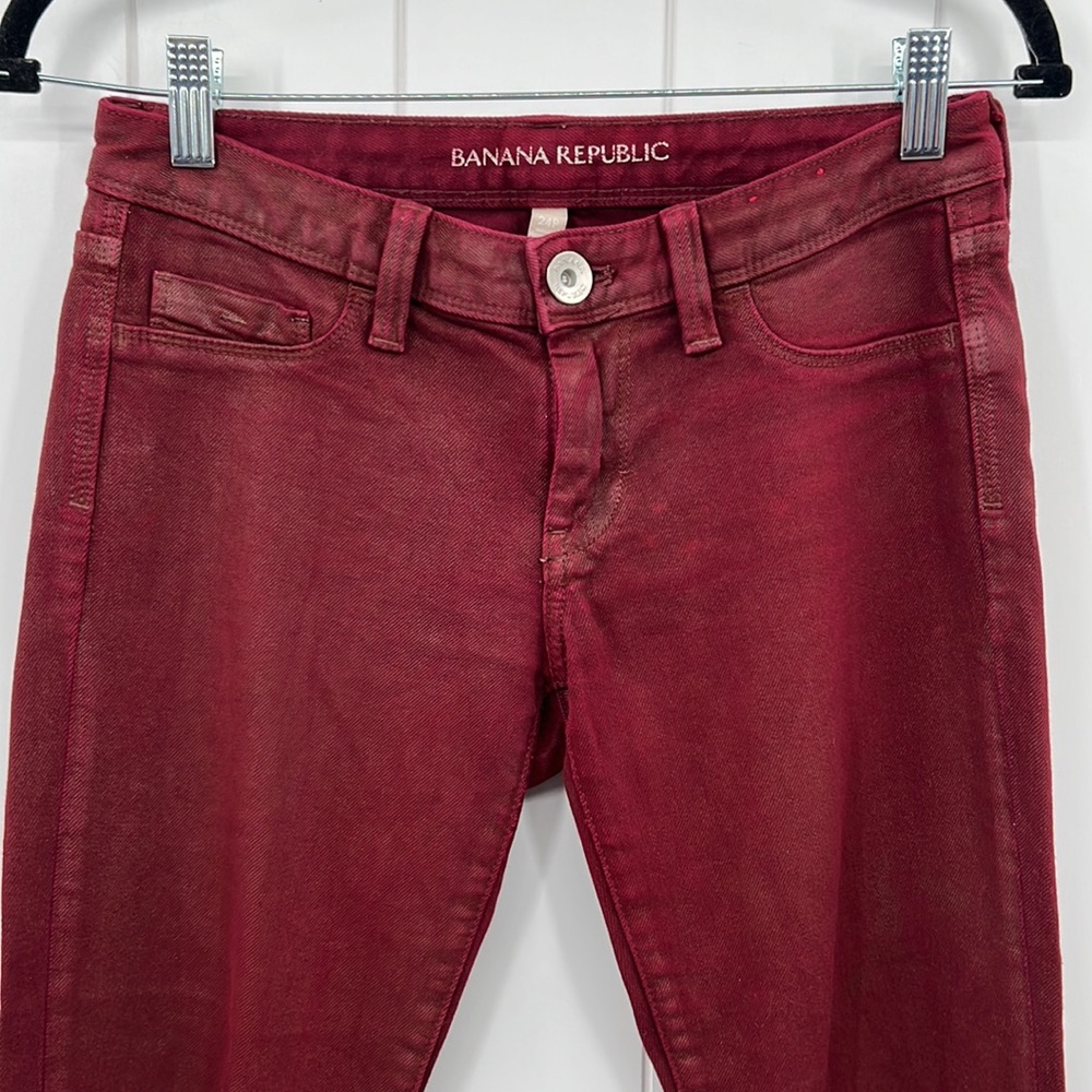 Banana Republic Petite Skinny Jeans Red Holiday Color 99% Cotton Vintage Wash - Picture 4 of 11